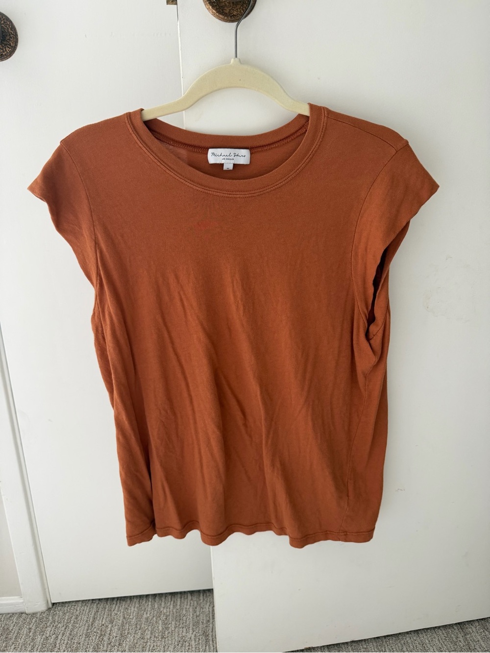 Michael Stars Women's Rust Cap-Sleeve Crewneck Tee